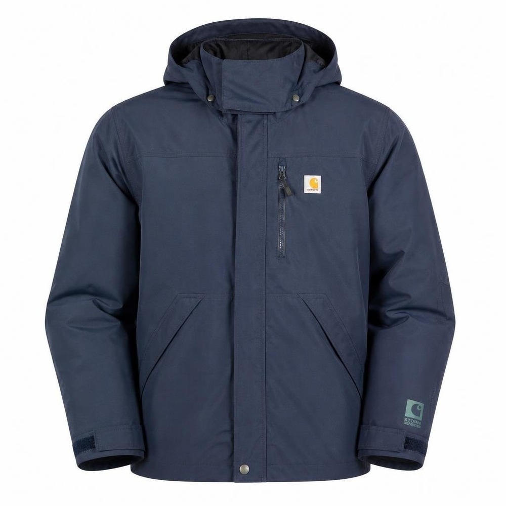 Carhartt Shoreline Jacket Mens L Blue Storm Defender J162 Waterproof Workwear
